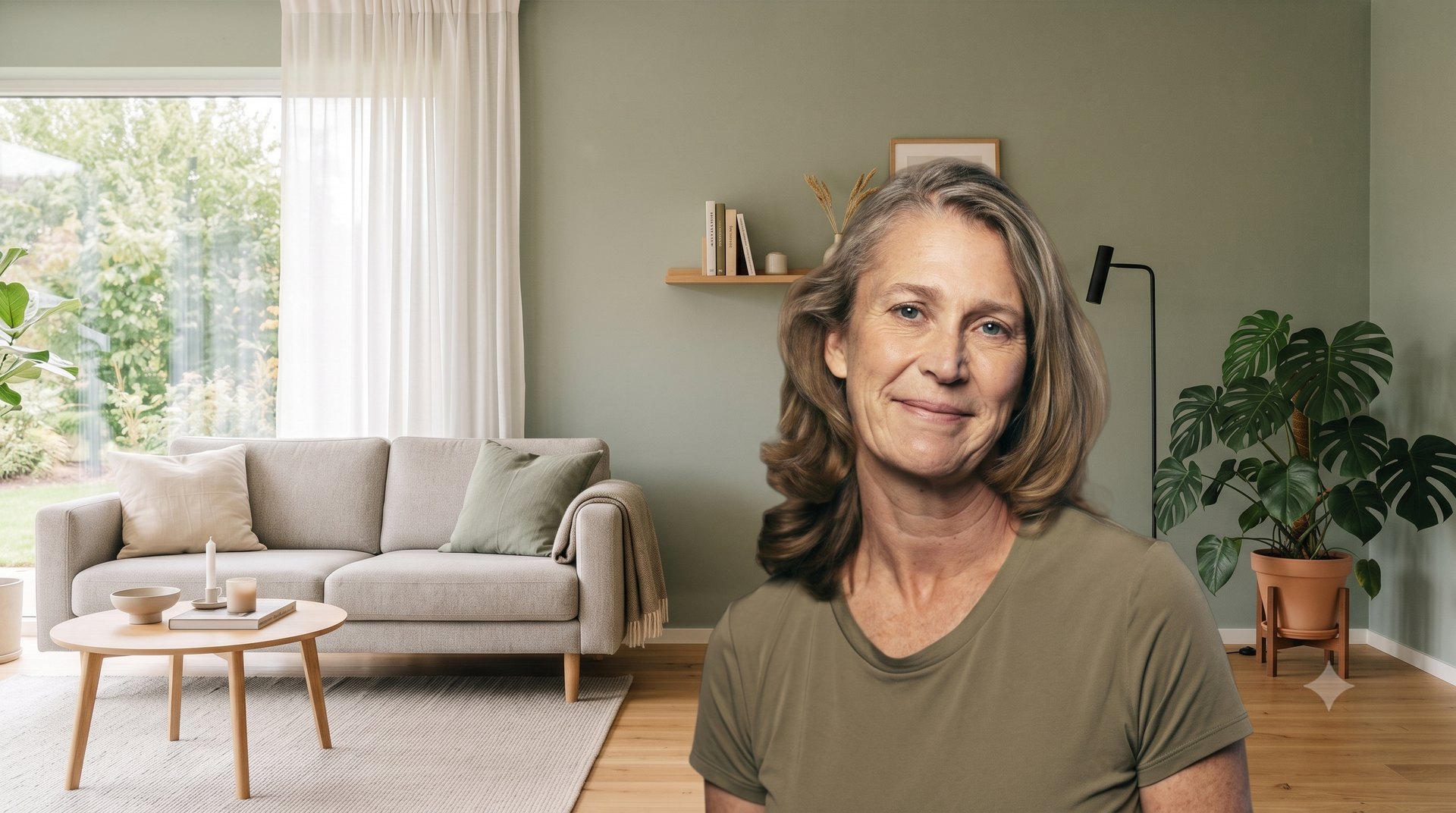 Ihre Begleiterin im Wohnzimmer